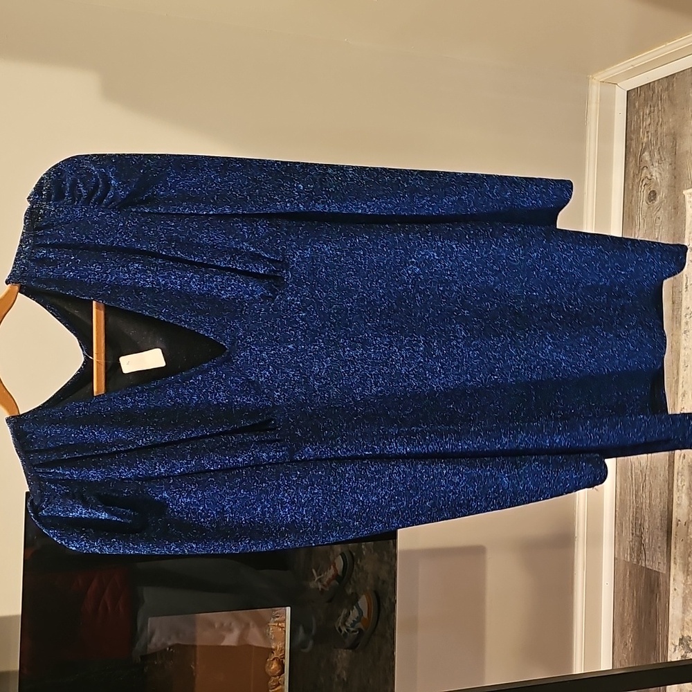 Sparkling Blue Long Sleeve Party Dress
